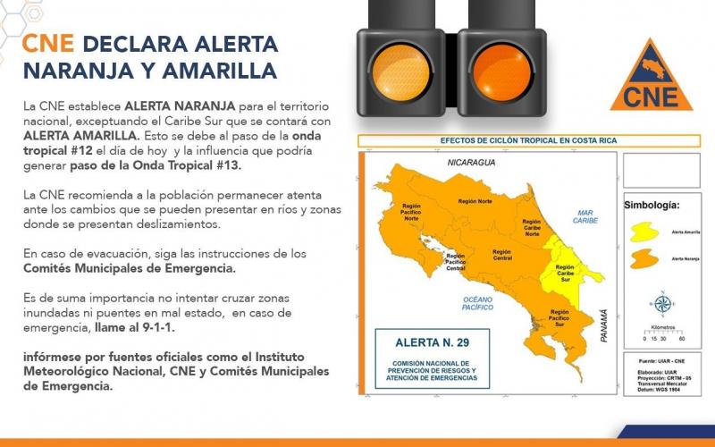Declaratoria de alerta naranja por clima en Desamparados
